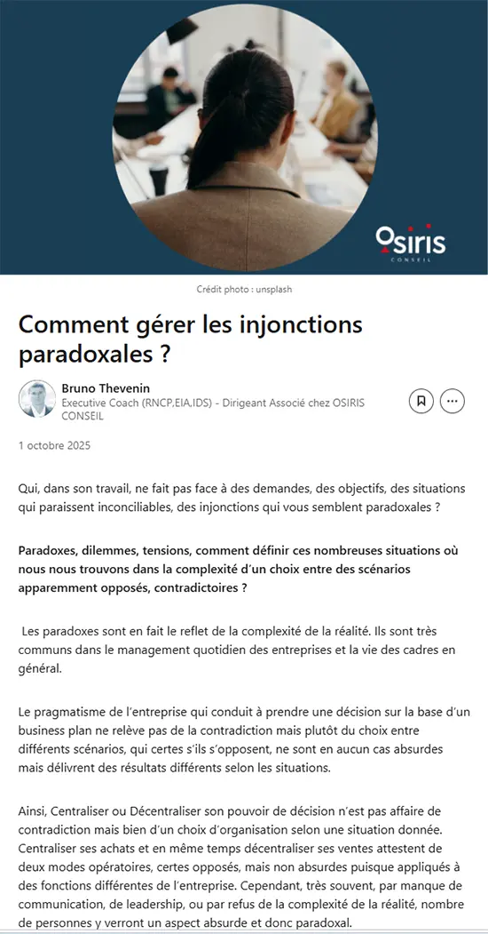 Aperçu de notre publication LinkedIn