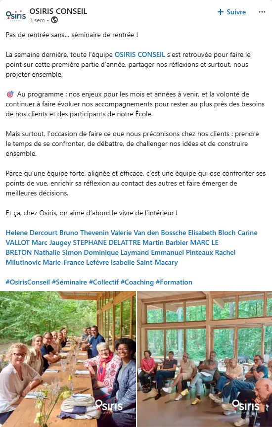 Aperçu de notre publication LinkedIn