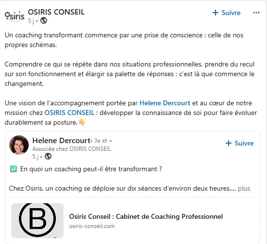 Aperçu de notre publication LinkedIn