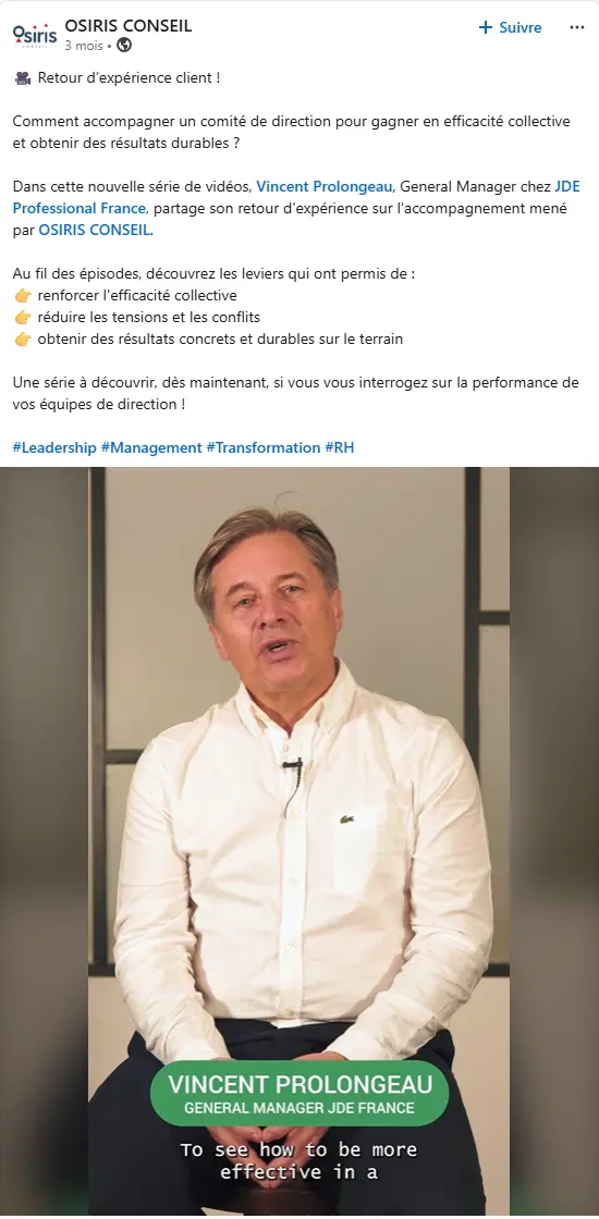Aperçu de notre publication LinkedIn